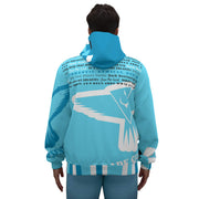 Cotton Street-Style Zip-Up Hoodie in Turquoise Blue