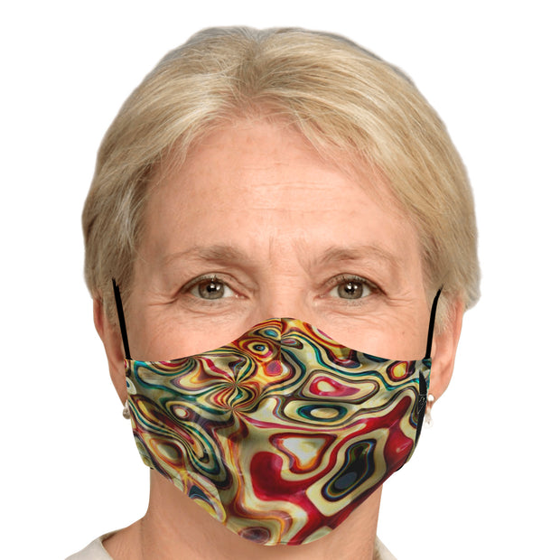 Woman wearing patterned face mask