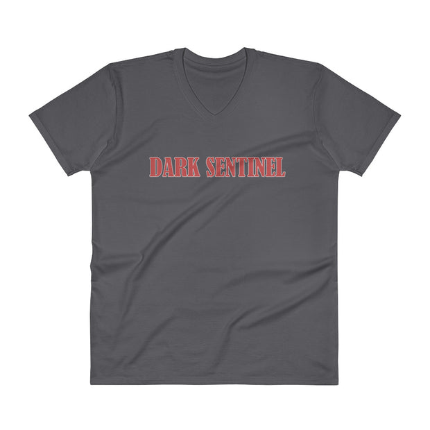 Text on Charcoal V-Neck T-Shirt - Dark Sentinel