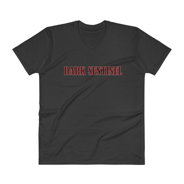 Red Text - V-Neck T-Shirt - Dark Sentinel
